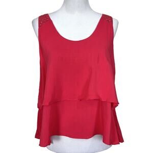 Anthropologie HD in Paris Tiered Tank Top Sz 6 Small Crochet Double Layer Swing